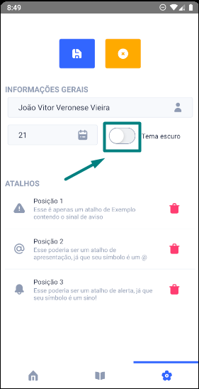 Ativar modo escuro
