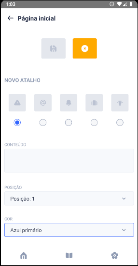 Página criar atalho Página criar atalho