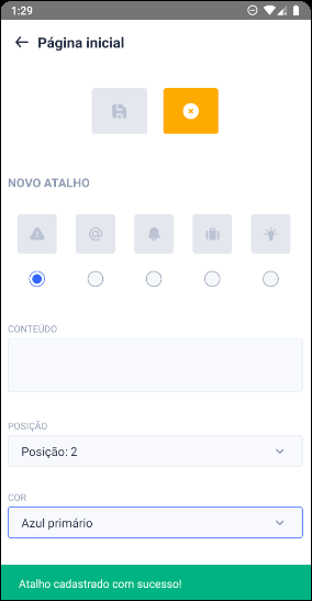 Atalho criado Atalho criado